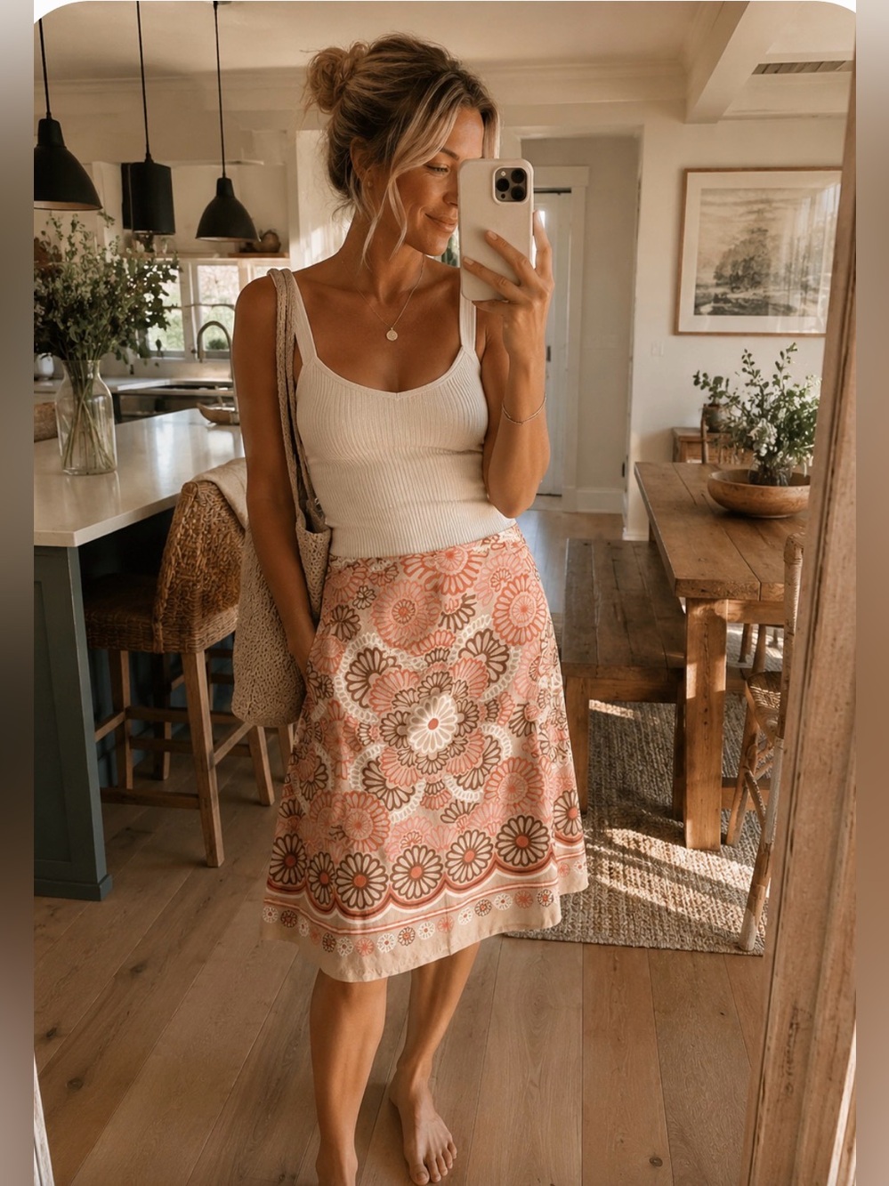 Loft Floral A-Line Skirt - Size 10 - 100% Cotton, Boho, Clean Beauty